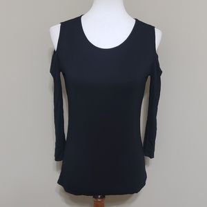 Basic black cold shoulder tee